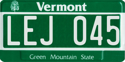 VT license plate LEJ045