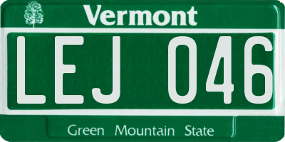 VT license plate LEJ046