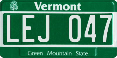 VT license plate LEJ047