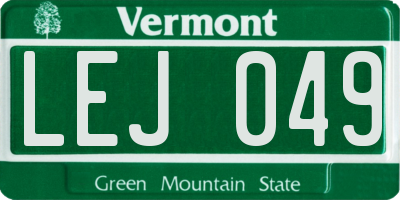 VT license plate LEJ049