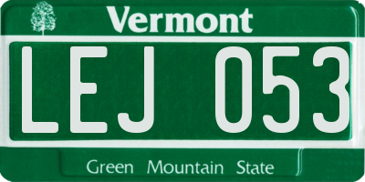 VT license plate LEJ053