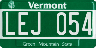 VT license plate LEJ054
