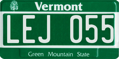 VT license plate LEJ055