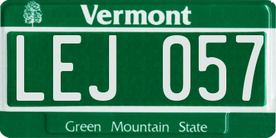VT license plate LEJ057