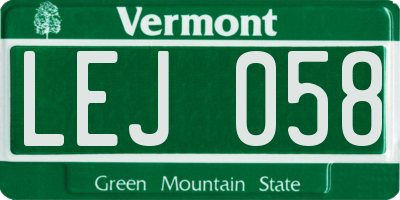VT license plate LEJ058