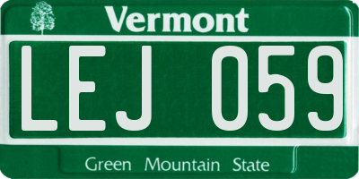 VT license plate LEJ059