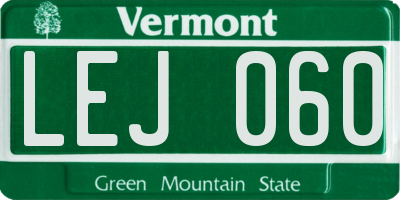 VT license plate LEJ060