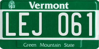 VT license plate LEJ061