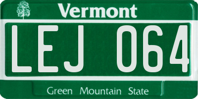 VT license plate LEJ064