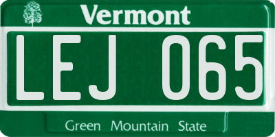 VT license plate LEJ065