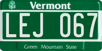 VT license plate LEJ067