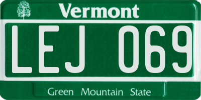 VT license plate LEJ069