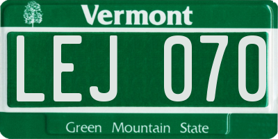 VT license plate LEJ070