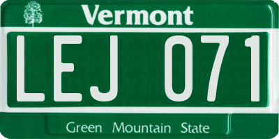 VT license plate LEJ071