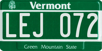 VT license plate LEJ072