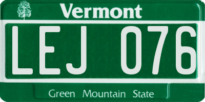 VT license plate LEJ076