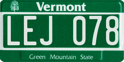 VT license plate LEJ078
