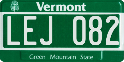 VT license plate LEJ082