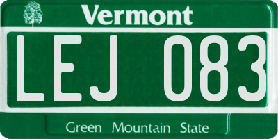 VT license plate LEJ083