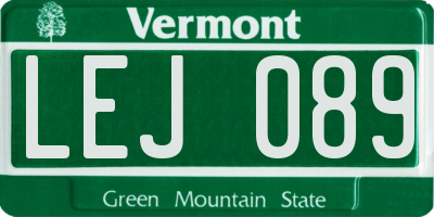 VT license plate LEJ089