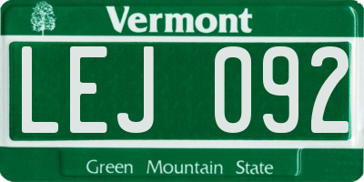 VT license plate LEJ092