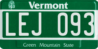 VT license plate LEJ093