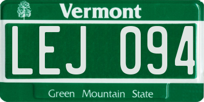 VT license plate LEJ094