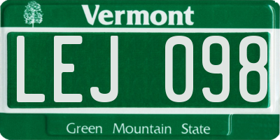 VT license plate LEJ098