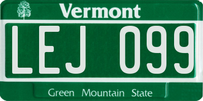 VT license plate LEJ099