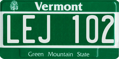 VT license plate LEJ102