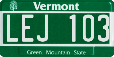 VT license plate LEJ103
