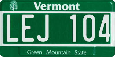 VT license plate LEJ104