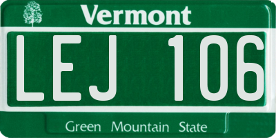VT license plate LEJ106