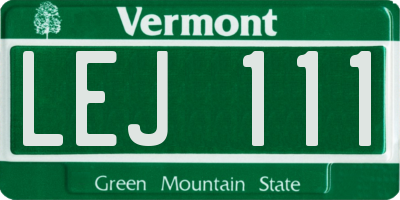 VT license plate LEJ111