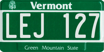 VT license plate LEJ127