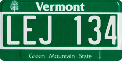 VT license plate LEJ134