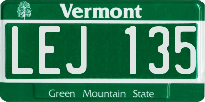 VT license plate LEJ135