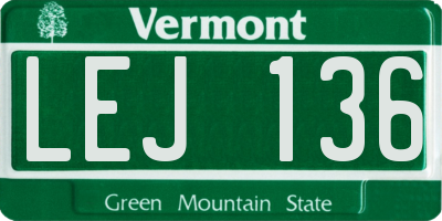 VT license plate LEJ136