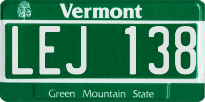 VT license plate LEJ138