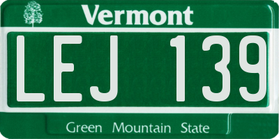 VT license plate LEJ139