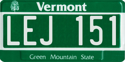 VT license plate LEJ151