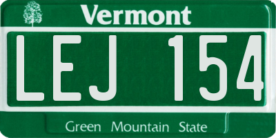 VT license plate LEJ154
