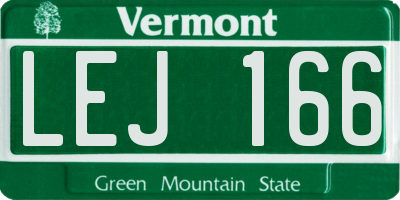 VT license plate LEJ166