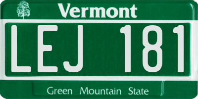 VT license plate LEJ181