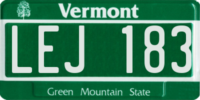 VT license plate LEJ183