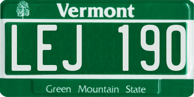 VT license plate LEJ190
