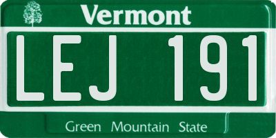 VT license plate LEJ191