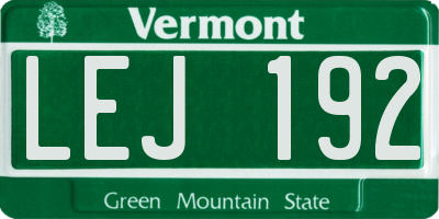 VT license plate LEJ192