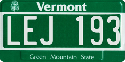 VT license plate LEJ193