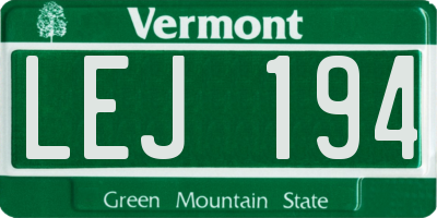 VT license plate LEJ194